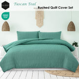 Ardor Tuscan Teal Ruched Quilt Cover Set King V442-INT-QUILTCS-TUSCANRUCHED-TEAL-KI
