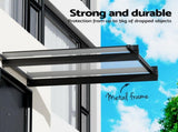 Instahut Window Door Awning Canopy 1mx1m Flat Transparent Sheet Metal Frame AWN-B-1X1-FLAT-SLD-CLR