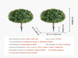 Artificial Topiary Boxwood Trees with Ground Spike, 2 Set 686mm Faux Shrubs & Bushes Potted Plants, V952-DDMJCRGXJHYMXNYUV001V0