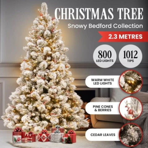 7.5ft 229cm Snowy Bedford Christmas Tree 1012 tips 800 LED Lights 112_NATSB112