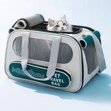 Pet Travel Bag Soft Sided Mesh Carrier Breathable Collapsible, Green V1188-MS-611-091