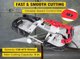 Variable-Speed 127mm Deep Cut Portable Band Saw 220V 10Amp Motor Handheld V952-BXSD5INCH220VTF46V3