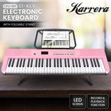 Karrera 61-Key Electronic Piano Keyboard with LED and Folding Stand in Pink CHJ-SD1 EKB-CHJ-SD1-PK