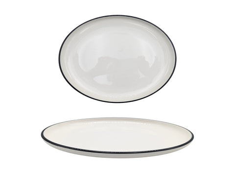 bulk 24 Sorrento Porcelain Dinner Plate w Black Rim 26cm V637-TAB36443