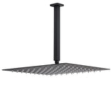 Matt Black 16" Large Rainfall Shower Head 300mm Ceiling Dropper Arm Square Mixer Taps V1233-A502300BKSS116B