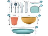 Four-person Set Yellow Eco-Friendly Wheat Straw Dinnerware Set, Plate, Bowl, Cup & Utensil Set V888-ELOSUNG17615