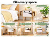 Artiss Bedside Table with Drawer Robot Design for Kids' Room Bedroom Pine FUR-AE-BS-BOT-WD