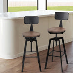 Artiss 4x Bar Stools Kitchen Dining Chairs Adjustable Wood Stool w/Backrest BA-TW-V17-098BACK-BKX4