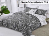 Floral Comforter Set, King Size, Black White Floral Pattern Reversible Bedding V745-MAB010384AJ3