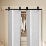 Bi-Folding Sliding Barn Door Hardware Track Kit, 52" Top Mount Track Kit, Slide Smoothly & Quietly, V952-ZDSMDGDGSM2D9NVH3001V0