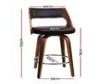 Artiss 2x Bar Stools Swivel Leather Chair 76cm BA-TW-8569-H76-BKX2-AB