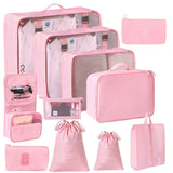 Lightweight Travel Packing Organizer Kit, 11 Pcs Clothes Pouches With Dual Drawstring Bags, Hanging V1221-XM-LB2627-GM101