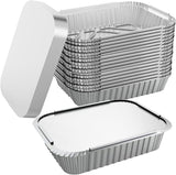 160x Aluminium Disposable Foil Food Container Trays Pans w/ Lids Covers Bulk 32cm*26cm*6.3cm V563-AF3226-10L-16PK