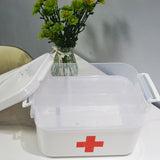 Boutique Retro Enameled First Aid Box for Medicine Storage and Home Decor with Lid and Removable V1192-AZ-W-15811