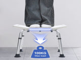 Shower Chair Stable Non-Slip Bath Seat 37-52cm Height Adjustable with Shower Holder and Armrest for V985-SHOWERCHAIR
