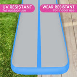 Powertrain Airtrack 20cm Thick 7m x 1m Inflatable Gymnastics Tumbling Mat Air Track - Blue IFM-0701-GYBU