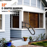 Handrails for Outdoor Steps, 32" Length Wall Mount Safety Railings for 1-3 Steps, U-Shaped Handrail V952-CXSBSHS32IN1Q0NRVV0