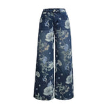 Floral Print Wide Leg Pants for Women Trendy Mid Rise Boho Ankle Cute Jeans Light S V1369-AZ3-W-11560