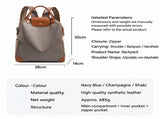 Retro Nylon Backpack PU Leather Color-Block / Packable & Lightweight / 14-inch Laptop Compartment / V1232-TQDNB-002