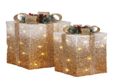 Christabelle 2 Gold White Christmas Gift Boxes Light Up Display 41cm 35cm Indoor Xmas Festive D 112_MHA717