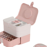 Cosmetic Storage Box 2 Layers Drawer Large Capacity Portable Makeup Storage Box with Handle for Nail V1294-YM0626-3117220310311