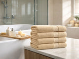 Bath Towel Set 4-Pack Beige 500 GSM Ring-Spun Cotton Towels V63-957791