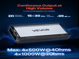 Car Audio Amplifier, 4-Channel Bridgeable Car Amplifier, Multichannel Class D Stereo Amp, Max. 4 x V952-4TDDL4X500WRFRT2Y001V9