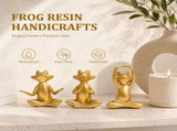 Meditating Frog Miniature Figurine, 3D and Lively, Minimalist and Elegant, Flexible Display Design, V1369-AZ3-W-12179