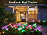 Outdoor Solar Lights, 4 Pack Solar Garden Lights with Bigger Lily Flowers, Waterproof 7 Color V1370-AZ4-01227