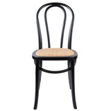 Azalea Arched Back Dining Chair 2 Set Solid Elm Timber Wood Rattan Seat - Black V315-VOD-WYAT-03-2PC-KIT