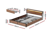Artiss Metal Bed Frame Queen Size with 2-Tier Storage Headboard Metal Platform with 4 Storage MBED-C-SKY-Q-BK-ABC