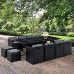 Gardeon Outdoor Dining Set 13 Piece Wicker Table Chairs Setting Black FF-DINING-13-BK-ABCDE