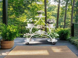 Movable Metal Plant Stand Garden Cart Indoor/Outdoor Decor V178-66992
