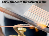 40Pcs 15% Silver Brazing Rods, Silver Solder Phos Copper Brazing Alloys Flat and Round Welding Rods V1107-147-45402