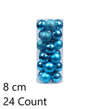 24 Count Plastic Electroplated Xmas Decor Balls, Lake Blue 8cm Pendant Spheres to Enrich Christmas V1221-XM-LB4784-ZS118