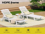 Gardeon 2PCS Sun Lounge Lounger Beach Chair HDPE Patio Outdoor Furniture with Wheels White FF-LOUNGE-HE-WH-X2