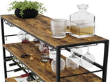 CARLA HOME Large Rack with Glass Holder, Metal Designed Bottle Holder and Wood Countertop for V178-36267
