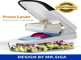 Vegetable Chopper with Container, 2 in 1 Manual Hand Food Chopper with 2 Stainless Steel Chopping V1258-DP02-C-2895