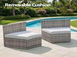 Gardeon 2 PCS Outdoor Sofa Set Rattan Modular Chair Garden Patio Furniture Grey ODF-SOFA-RCHAIRX2-GE