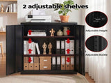 Artiss 100cm Steel Locker Cabinet Filing Mental Storage 100cm 3-Point Lock 2 Adjustable Shelves FC-METAL-100-BK