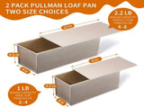 2 Pack Pullman Loaf Pan with Lid, 13x4 & 9x4 inch , Non-Stick Sandwich V1258-DP02-C-439
