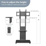 Heavy-Duty Rolling TV Cart Stand with Wheels for 32"65" TVs Height Adjustable Mobile Floor Mount V767-U-817-BK