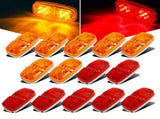 14x Trailer RV Marker LED Light Double Bullseye 10 Diodes Clearance Light Red/Amber,Double Bubble V1192-AZ-W-3886