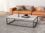Industrial Style Marble Effect Rectangular Coffee Table V264-TAB-720C-WHE