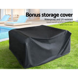 Gardeon 4 Seater Outdoor Sofa Set with Storage Cover Wicker Table Chair DarkGrey ODF-PATIO-17007-GR-AB-COVER