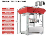 Popcorn Popper Machine Countertop Popcorn Maker 850W 8 Oz 48 Cups Red V952-TSBMHJ8OZ850WJWNRV3