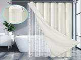 230gsm Waffle Shower Curtain Beige Bath Curtain with Weighted Hem for Cloakroom and Shower Room V1294-YM0901-YM888YBTMSY04V24W0101