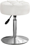 Adjustable Vanity Stool, 360 Swivel Chair for Makeup Room, White Faux Leather Stool for Bathroom & V1258-DP02-C-1414