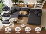 Artiss Modular Sectional Sofa Bed U-Shape 4-Seater Couch Chaise Ottoman Corduroy SB-C-CDF-L-GY-AB