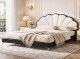 Artiss Double Bed Frame with Adjustable Shell Headboard and PVC Upholstery BFRAME-G-COCO-D-BW-AB